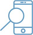 Monitoring magnifying glass over smartphone icon